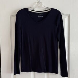 Talbots Women's Navy Long Sleeve V-Neck The Talbots Tee